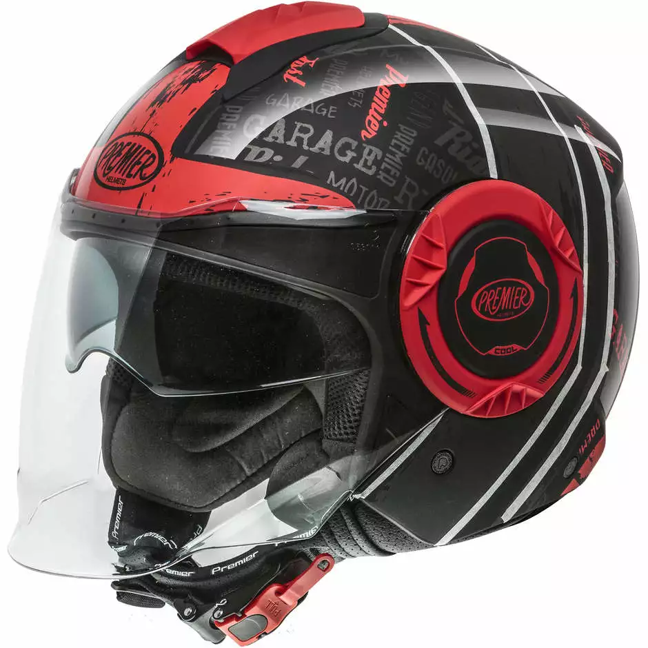 Casque Moto Premier Jet COOL RD 92 Noir Rouge