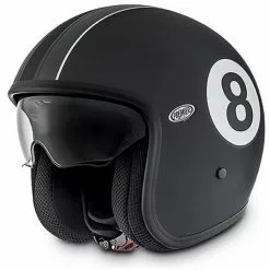 Casque Moto Vintage Jet Fibre Premier Avec Visière Intégrée Eigth 9BM Matt Black