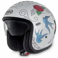 Casque Moto Vintage Jet Fibre Premier Avec Visière Intégrée SKM 18 BM Multi