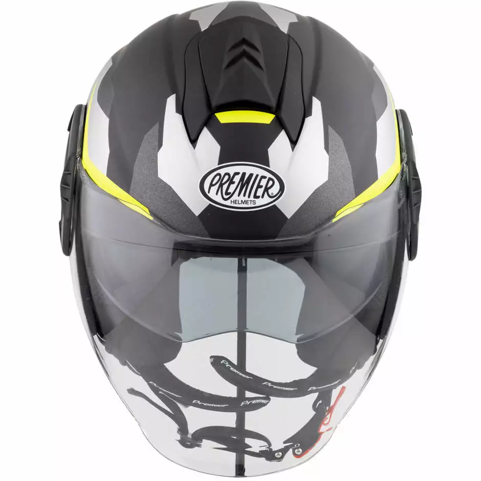 Premier Jet Casque De Moto COOL CAMO YELLOW FLUO BM Noir Matt Yellow – Image 2