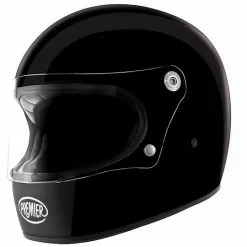 Premier Trophy Integral Motorcycle Helmet 70's Style Mono Glossy Black